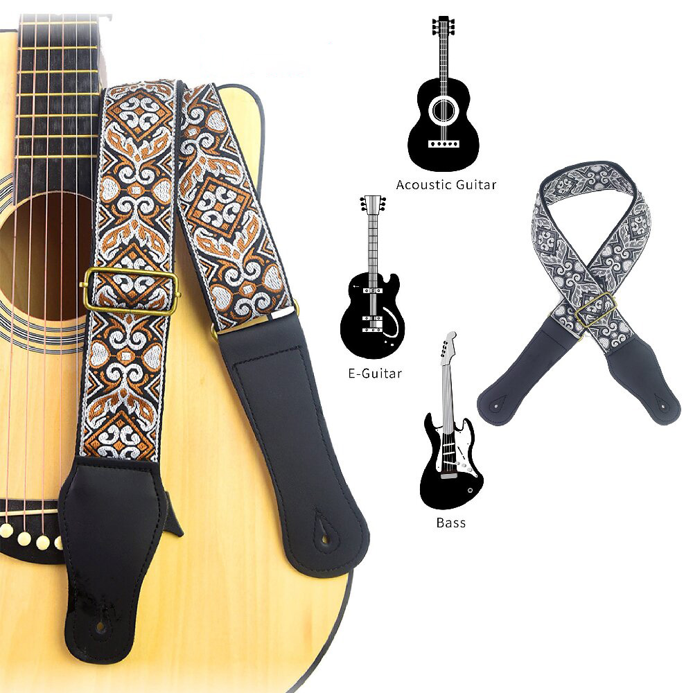 Musical Instruments Easy - Sangle de guitare brodée, imprimée, style